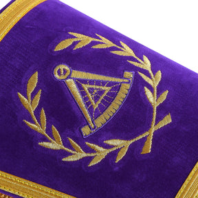 Grand Master Blue Lodge Cuff - Purple Hand Embroidery With Fringe - Bricks Masons