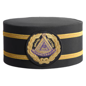 Grand Master Blue Lodge Crown Cap - Black Patch With Two Braids - Bricks Masons