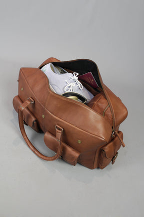 Order of Malta Travel Bag - Conker Brown Leather - Bricks Masons