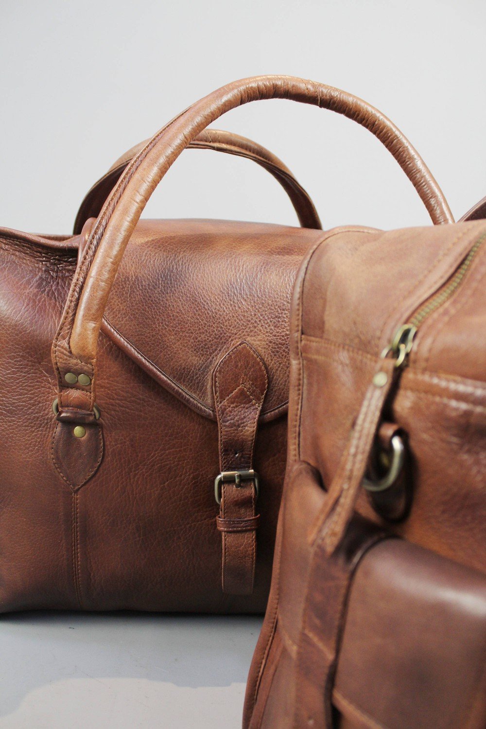 33rd Degree Scottish Rite Travel Bag - Wings Up Vintage Brown Leather - Bricks Masons