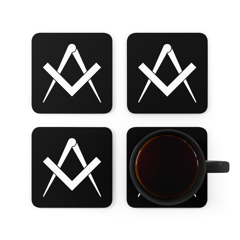 Master Mason Blue Lodge Coaster - Square & Compass 4 Pieces Set - Bricks Masons