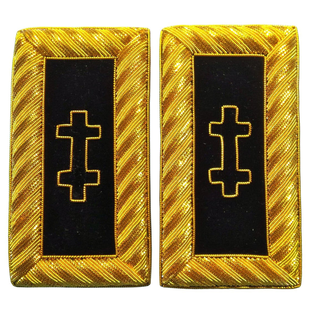 Grand Encampment Knights Templar Commandery Frock Coat Shoulder Board - Golden Bullion Embroidery - Bricks Masons