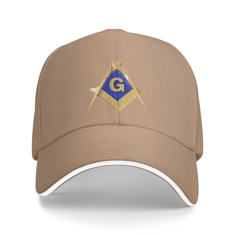 Master Mason Blue Lodge Baseball Cap - Golden Square & Compass G Adjustable Baseball Cap [Multiple Colors] - Bricks Masons