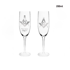 Master Mason Blue Lodge Champagne Flute - 2 Pieces Set - Bricks Masons