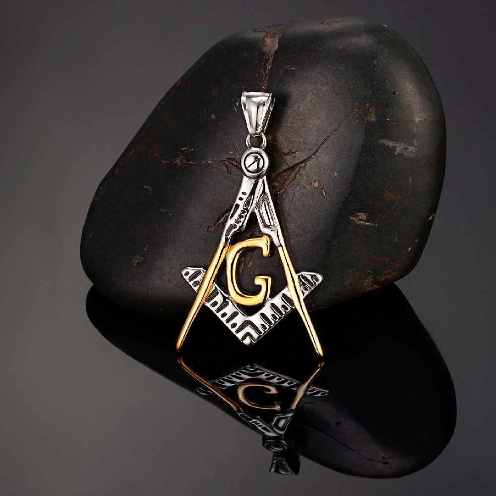 Master Mason Blue Lodge Keychain - Golden Stainless Steel Square & Compass G - Bricks Masons