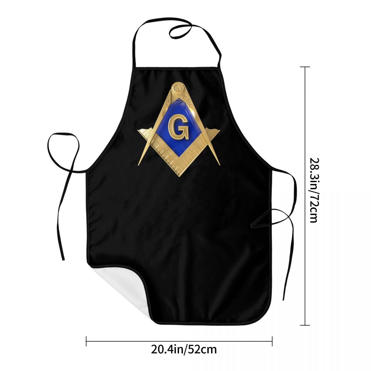 Master Mason Blue Lodge Kitchen Apron - Golden Square and Compass G - Bricks Masons