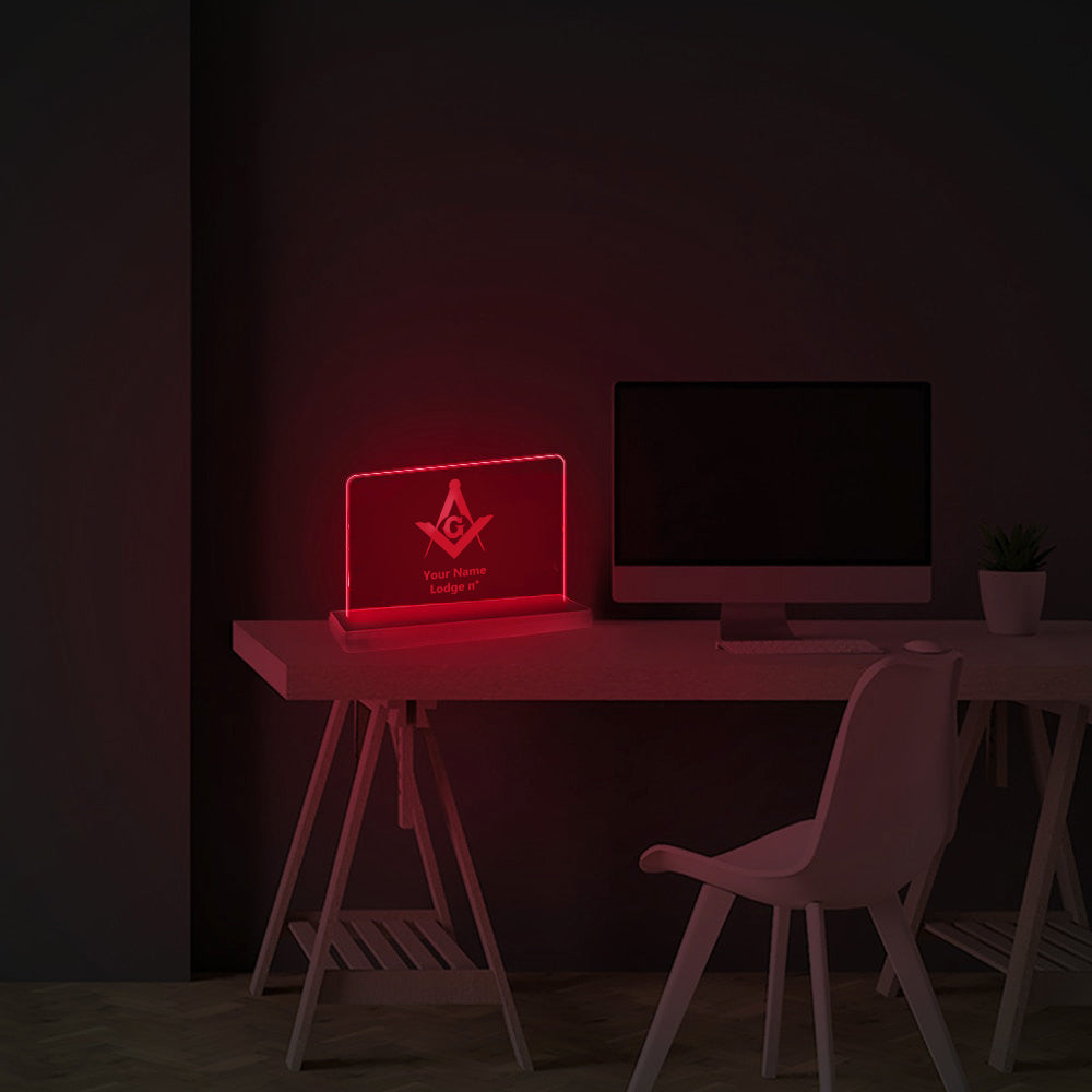 Master Mason Blue Lodge LED Sign - 3D Glowing light - Bricks Masons