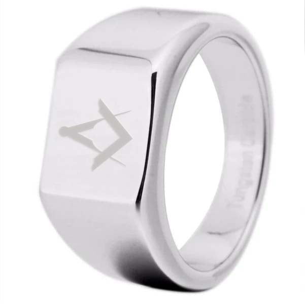 Master Mason Blue Lodge Ring - 12MM Width Silver - Bricks Masons