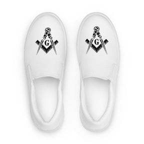 Master Mason Blue Lodge Sneaker - Compass and Square G Slip-on Canvas - Bricks Masons