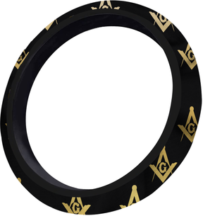 Master Mason Blue Lodge Steering Wheel Cover - White & Gold - Bricks Masons