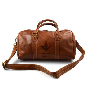 Handmade Genuine Leather Masonic Travel Bag (Matte Brown) - Bricks Masons
