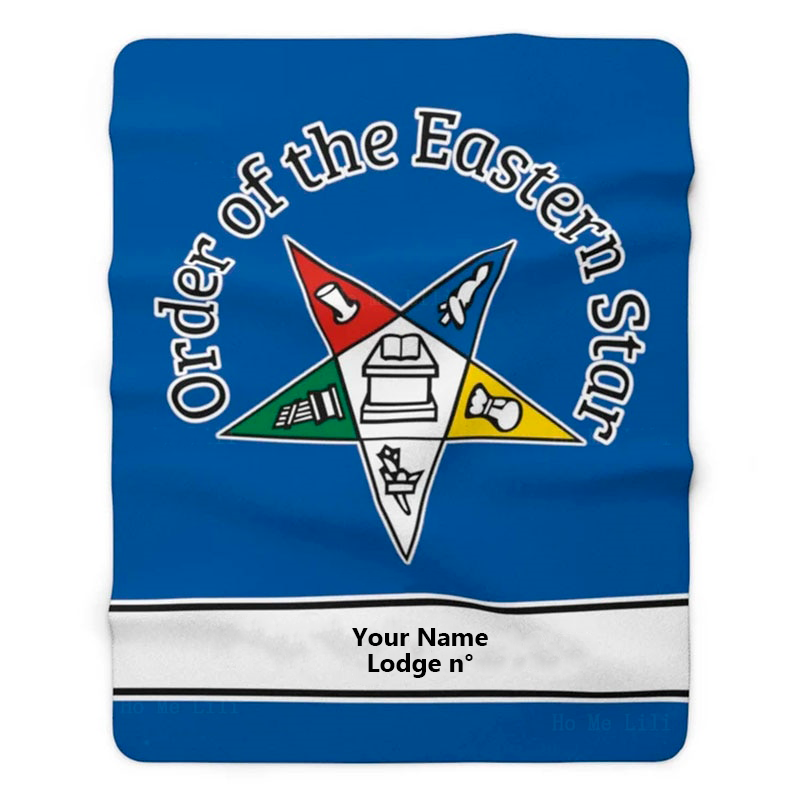 Custom Order of Eastern Star OES Super Soft Flannel Masonic Blanket - (Various Colors) - Bricks Masons