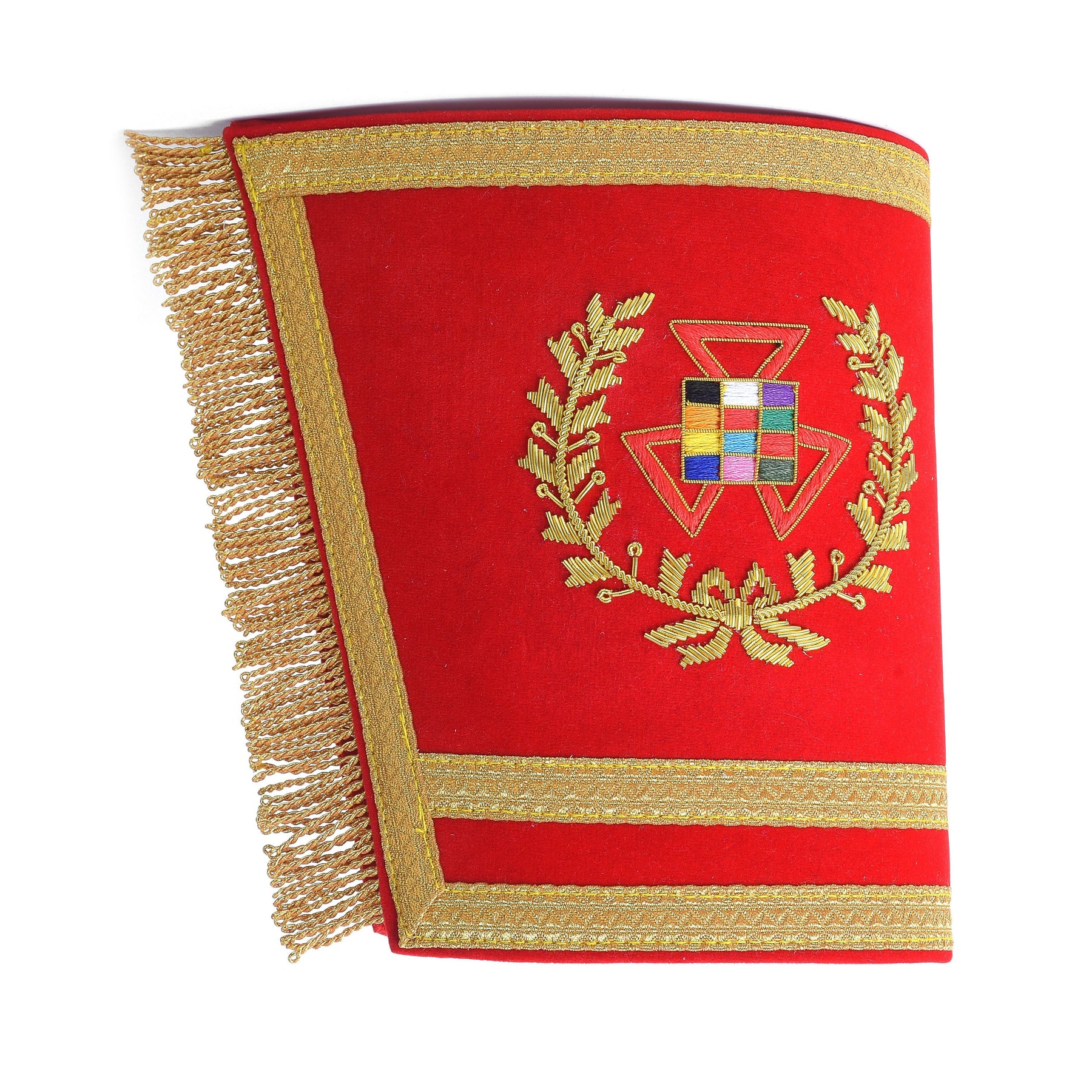 Past Grand High Priest Royal Arch Chapter Cuff - Red Velvet With Gold Fringe - Bricks Masons