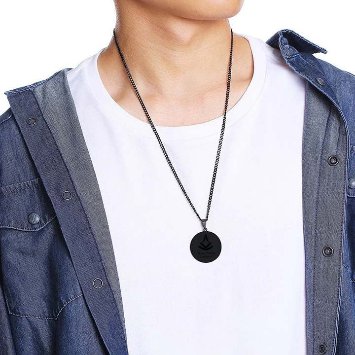 Past Master Blue Lodge Necklace - Various Stainless Steel Colors - Bricks Masons