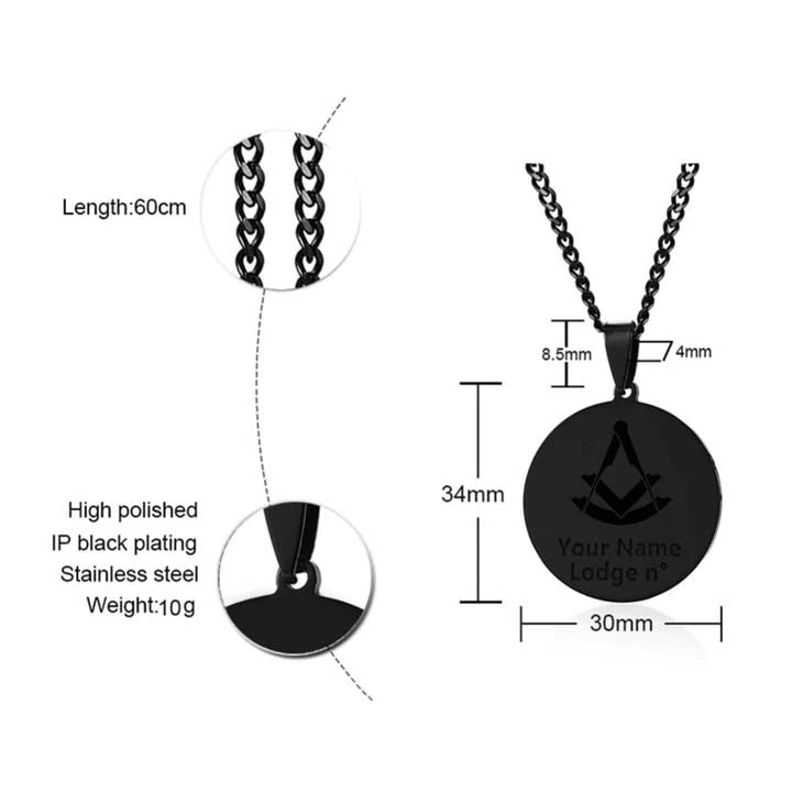 Past Master Blue Lodge Necklace - Various Stainless Steel Colors - Bricks Masons