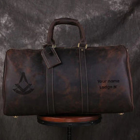 Past Master Blue Lodge Travel Bag - Genuine Vintage Leather - Bricks Masons