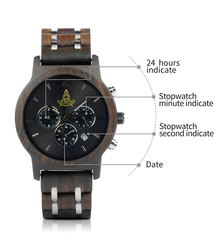 Past Master Blue Lodge California Regulation Wristwatch - Various Wood Colors - Bricks Masons