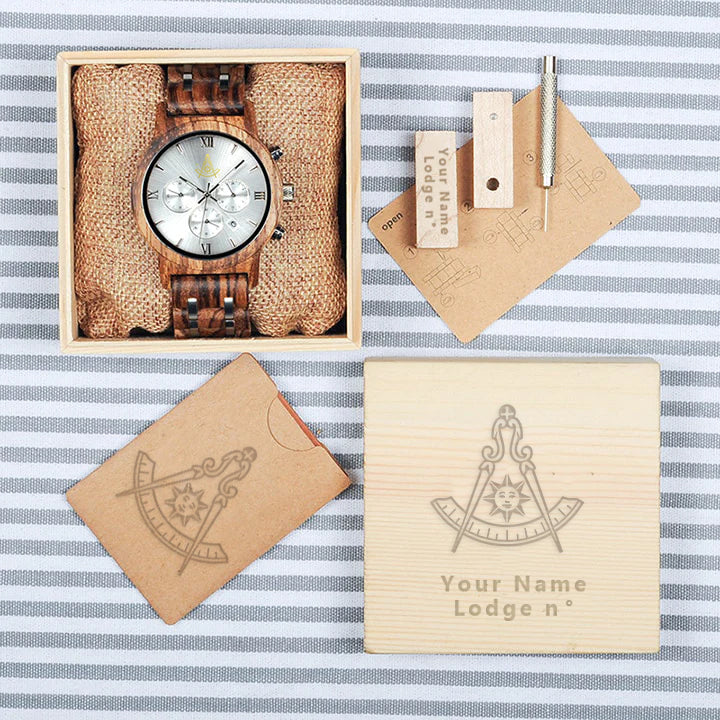 Past Master Blue Lodge California Regulation Wristwatch - Various Wood Colors - Bricks Masons
