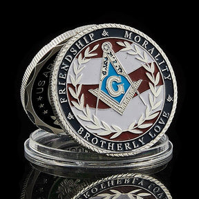 Master Mason Blue Lodge Coin - US Veteran Military Air Force Navy Marine Corps Army Coast Guard - Bricks Masons