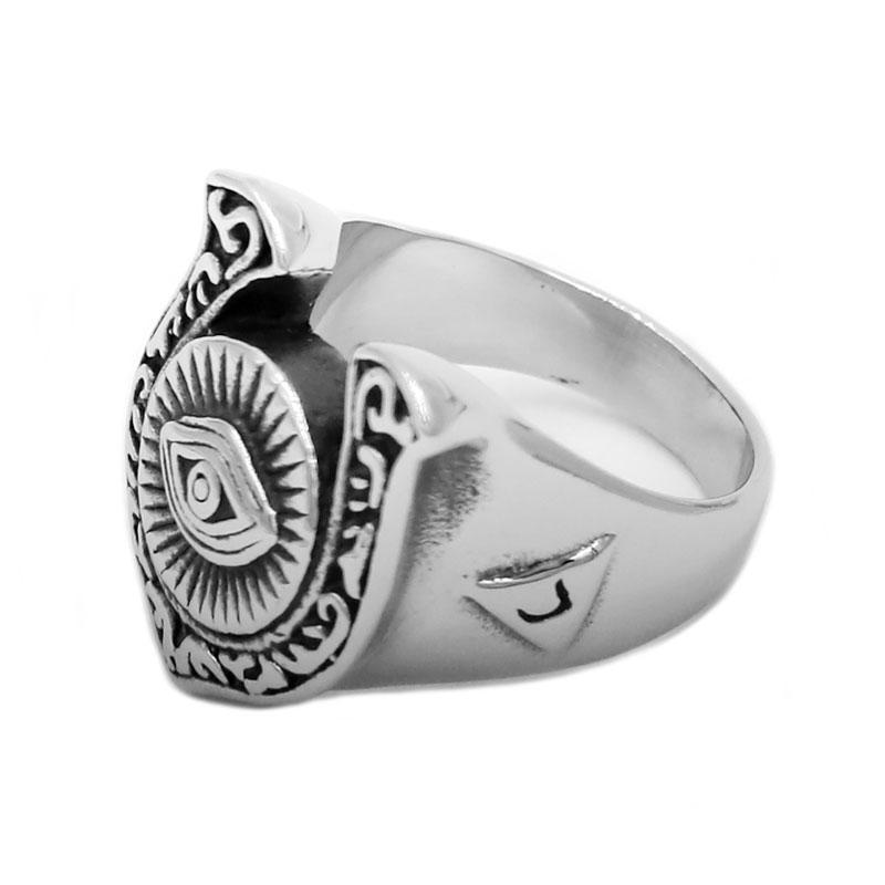 Eye Of Providence Ring - Horseshoe AllSeeing Eye [Silver & Gold] - Bricks Masons