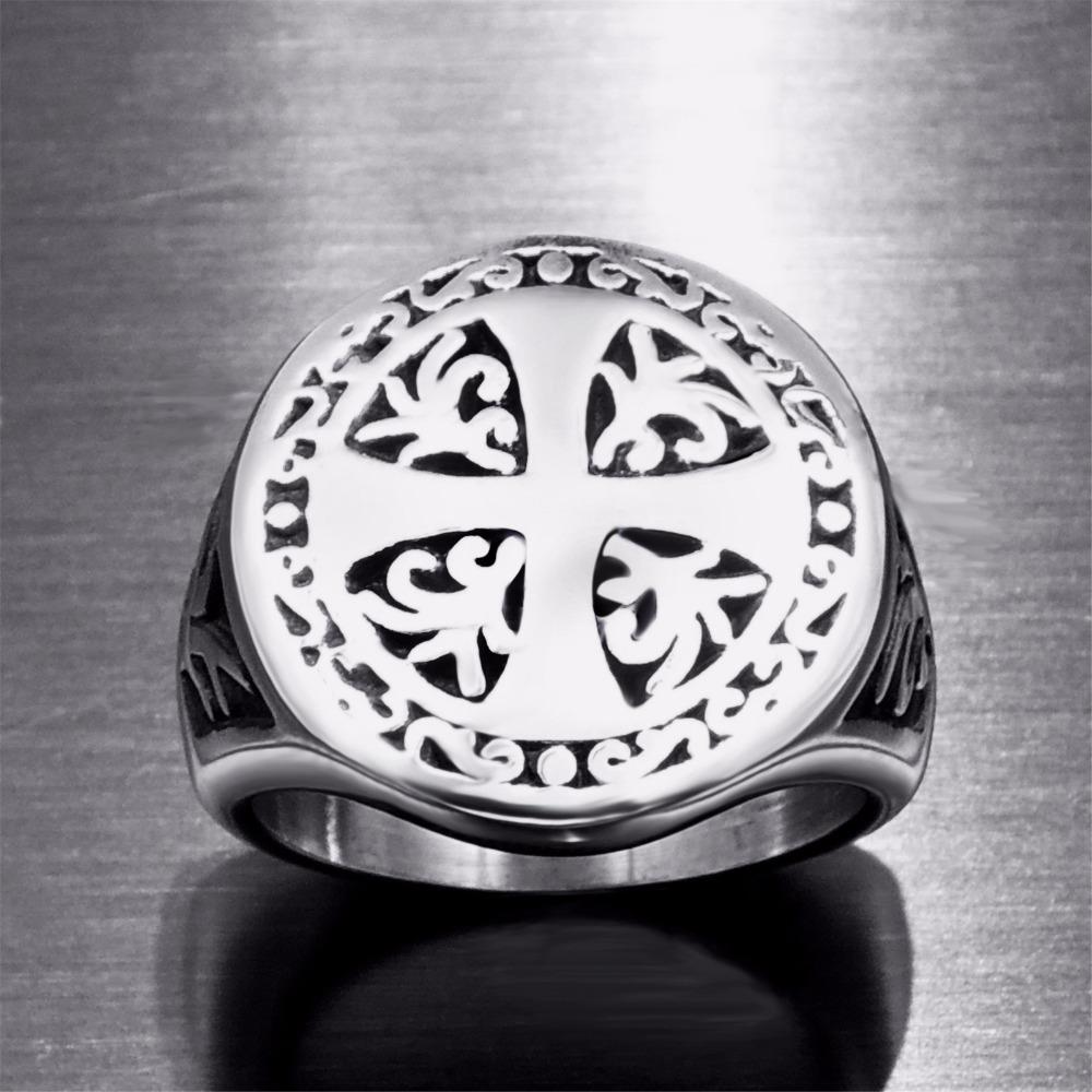 Knights Templar Cross Silver Seal Ring - Bricks Masons