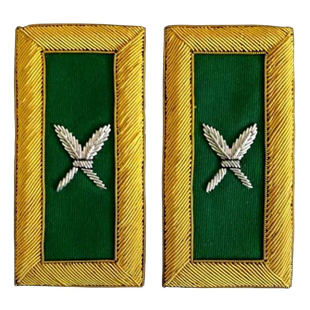 Recorder Knights Templar Commandery Frock Coat Shoulder Board - Bullion Embroidery - Bricks Masons