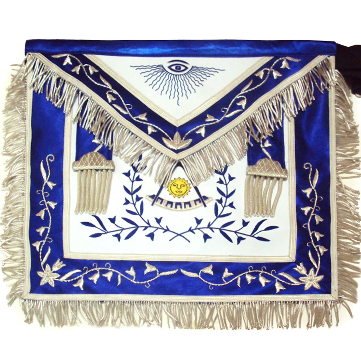Masonic Past Master Apron Blue Silk Border Silver - Bricks Masons